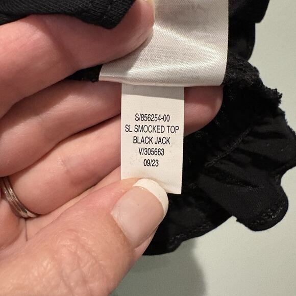 Old Navy CropTop Petite M Black Milkmaid Babydoll Ruffled Smocking Square Neck - Picture 10 of 11